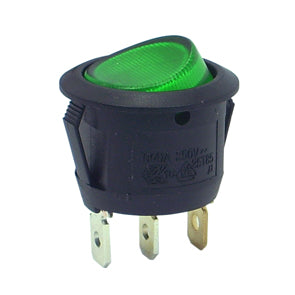 ROCKER ON-OFF 220VAC GREEN LIGHT